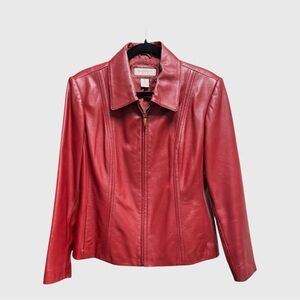 Preston & York  Women’s Deep Red Petite Leather Jacket Sz LP